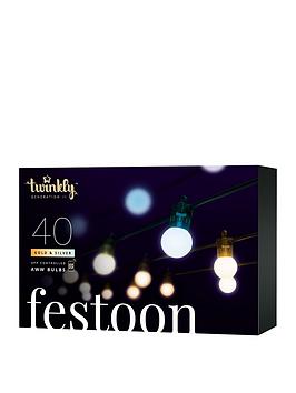 Twinkly Festoon Lights, 40 Aww G45 Bulbs, 0,5 Meter Distance Extension Kit, Bt+Wifi, Gen Ii, Ip44