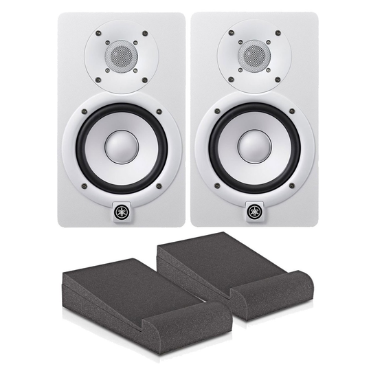 Yamaha HS5 Active Studio Monitors (White) with Isolation Pads Pair