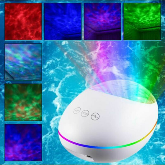Bedroom Led Projector Night Light Ocean Waves Wall Decor Bedside Lamp Bluetooth Music