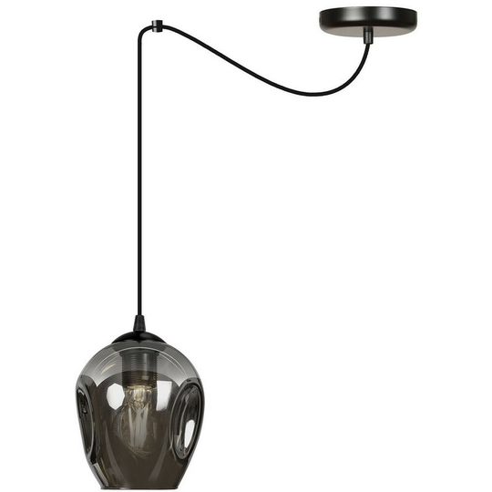 Emibig Level Black Glass Dome Slim Pendant Ceiling Light with Graphite Glass Shades, 1x E27