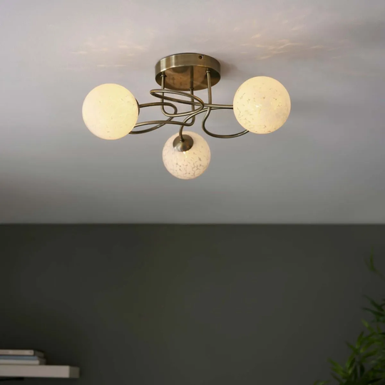 Ensora Lighting Curl 3Lt Semi Flush Light Fitting Brass