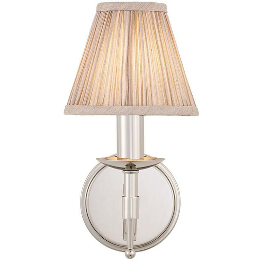 Wall light 1 light Stanford, nickel, beige lampshade
