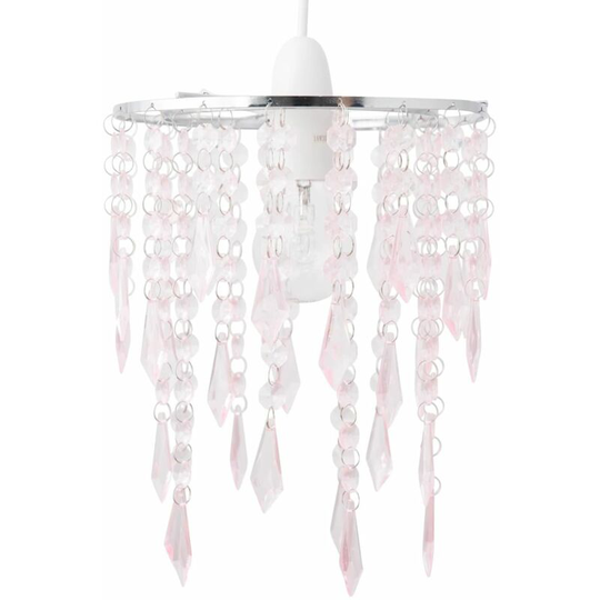 First Choice Lighting - Chrome & Pink Jewels Light Shade - Polished chrome plate with pink acrylic detail