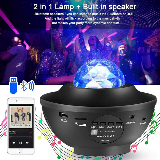 Deckon - led Star Projector Lamp, Rotating Night Light Projector with 21 Modes & Remote Control & Timer & Speaker & Bluetooth.(Easy to use)
