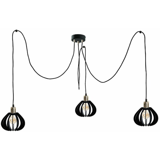 Keter Gemma Cluster Pendant Ceiling Light Black, Gold, 3x E27