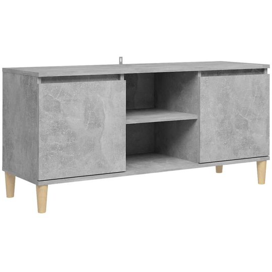 Tv Cabinet with Solid Wood Legs Concrete Grey 103.5x35x50 cm Vidaxl Grey