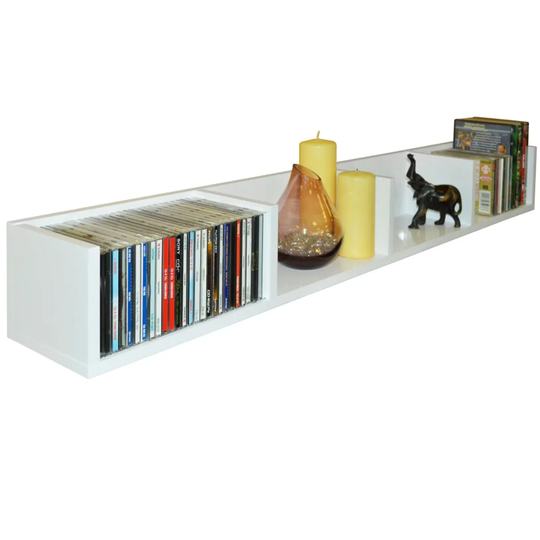 Techstyle Virgil Gloss 112 Cd / 72 Dvd / Blu-ray / Media Wall Storage Shelf White