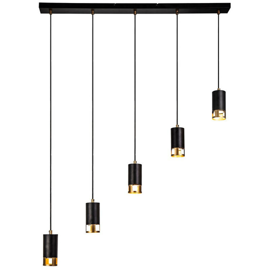 Luminosa Phelps 5 Light Bar Linear Ceiling Pendant GU10, Black, Painted Gold