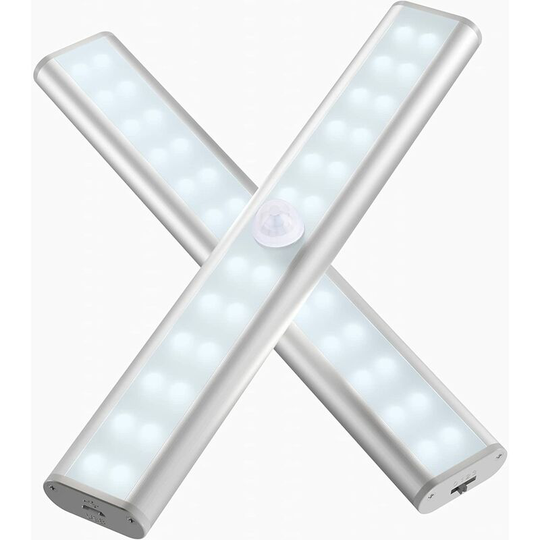 Aougo - Rechargeable led Motion Sensor Light, Cordless Closet Light, Emergency Hand Light, Child Night Light, Accent, Cool White 6000K(2 rooms)