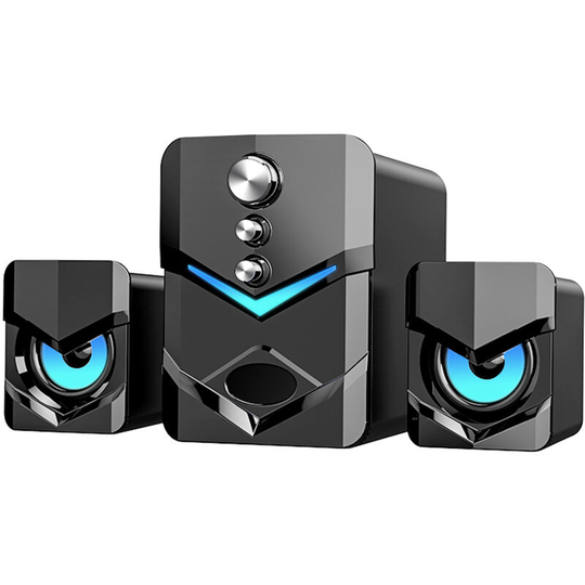 SADA D-222 Computer Speaker with Subwoofer USB-Powered 2.1 Stereo Multimedia Speakers with LED Light 3.5mm Audio Input for PC Laptop