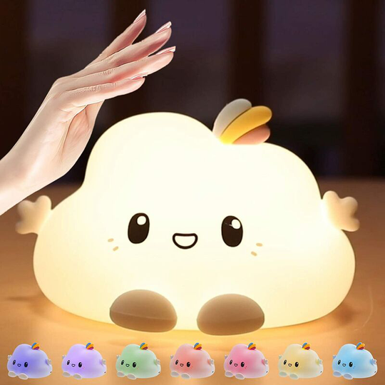 Aougo - Kids led Night Light Breathing Modes 7 Colors usb Rechargeable Touch-Control Silicone Cloud Nursery Lights for Kids Baby Toddlers