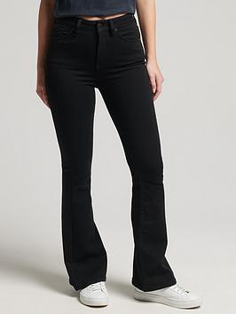 Superdry Studios High Rise Skinny Flare - Black, Black, Size 26, Women