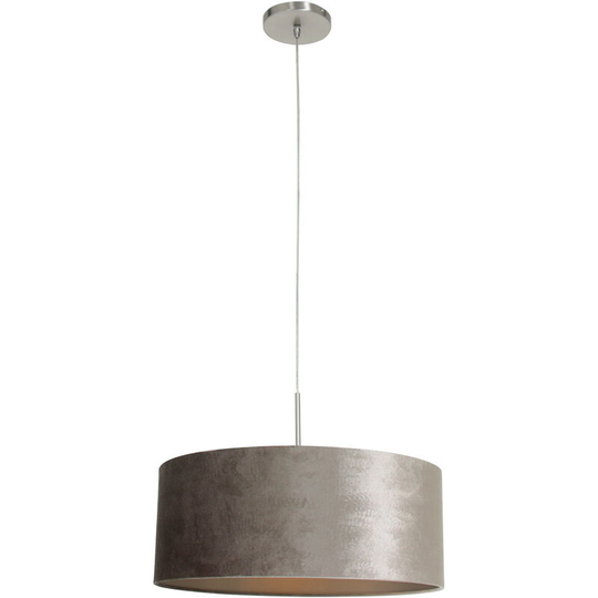 Sienna Sparkled Light Cylindrical Pendant Ceiling Light Brushed Steel, Velvet Silver