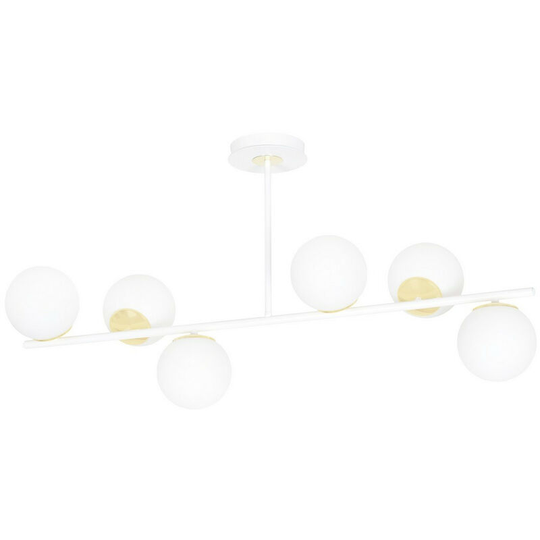 Emibig Lighting - Emibig Floki White/Gold Globe Ceiling Light with White Glass Shades, 6x E14
