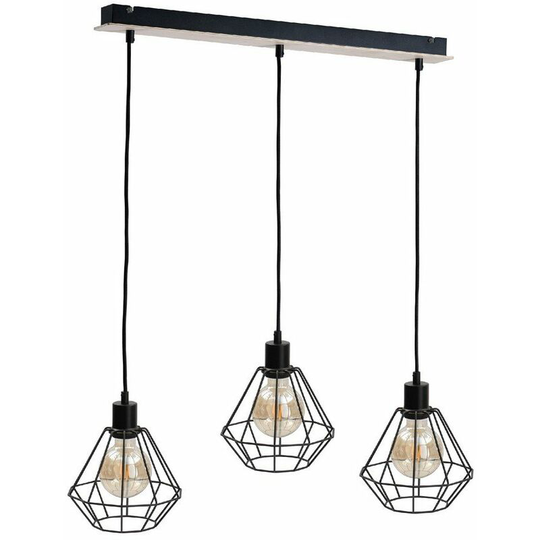 Keter Atwood Bar Pendant Ceiling Light Black, Wood, 63cm, 3x E27