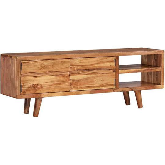 Devenirriche - tv Cabinet Solid Acacia Wood with Carved Doors 117x30x40 cm - Brown