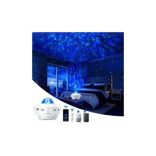 Muff - Galaxy Projector Light Led Star Projector Sea Wave with Sound Sensor Light Projector Night Light Intelligent Control and 10 Kinds of