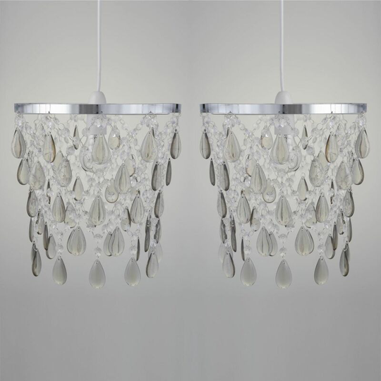 First Choice Lighting - Set of 2 Smoke Jewels With Polished Chrome Easy Fit Light Shades - Smoke acrylic with polished chrome plate detail