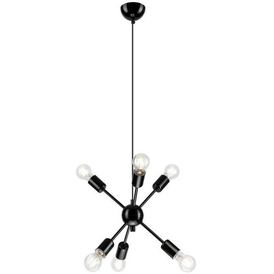 Ruby Contemporary Multi Arm Pendant Ceiling Light Black, 6x E27