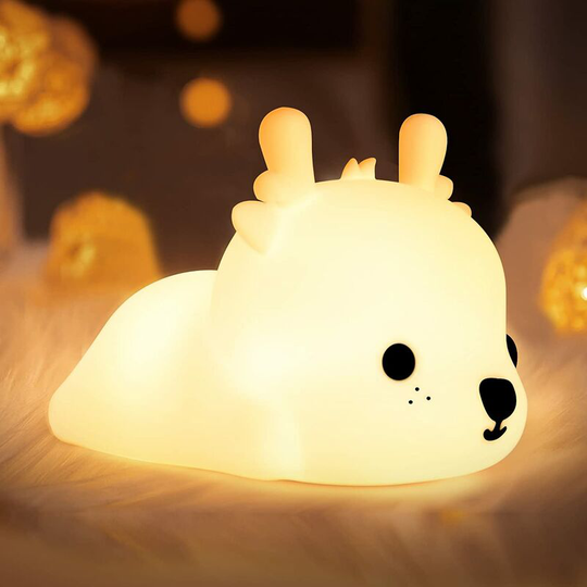 Aougo - Night Light for Kids, Deer Nursery Night Lights with Battery, 7 Colors Table Lamp, Room Decor, Type-C Rechargeable, Cute Multicolor led Gifts