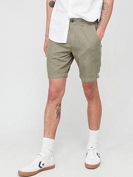 Superdry Studios Linen Turn Up Short - Green, Green, Size 30, Men