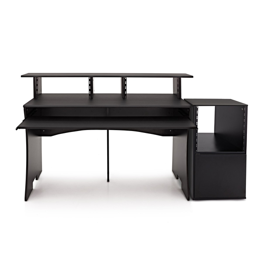 3 Tier Pro Audio Studio Desk + Rack Cabinet Black by Gear4music