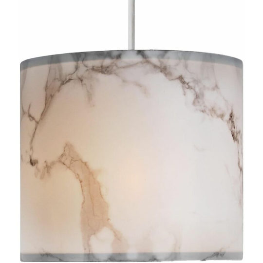 White Marble Print Ceiling Light Shade - White & grey marble print pvc