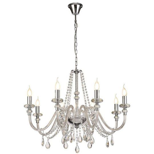 Luminosa Lighting - Chandelier Ceiling Pendant, 8 Light E14, Polished Chrome, Clear Glass, Crystal, (item requires construction, connection)