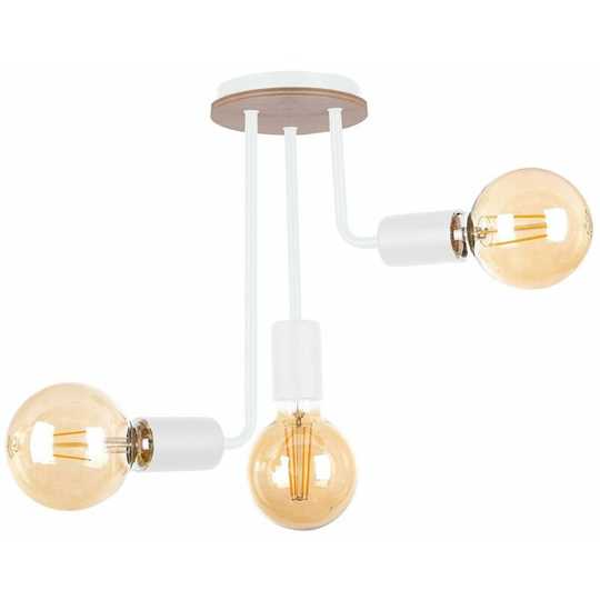 Keter Megan Multi Arm Semi Flush Ceiling Light Wood, White, 25cm, 3x E27