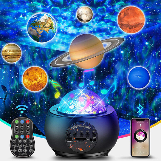 Thsinde - Bright projector, galaxy starlight projector, wireless remote control with 10 planets, nebula, suitable for children, adults, bedrooms,