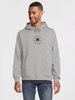Converse Chuck Taylor Patch Graphic Pullover Hoodie - Light Grey Heather, Light Grey Heather, Size S, Men