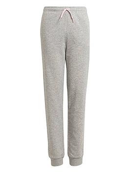 adidas Essentials Kids Girls Linear Jogging Bottoms - Light Grey, Light Grey, Size 9-10 Years