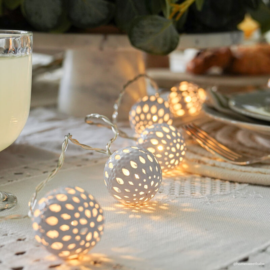 Festive Lights - 1.5 Battery Power Moroccan Inspired Globe led Fairy Lights | Indoor Home Decoration - White