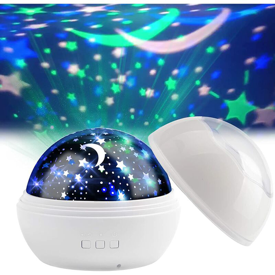 Kids Night Light Star and Ocean Light Projection 360° Rotation Projector Lamp 8 Color Modes for Bedroom Birthday Party Christmas Gift Idea, White