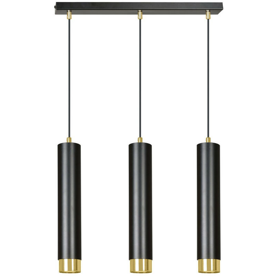 Emibig Lighting - Emibig Kibo Black/Gold Bar Pendant Ceiling Light 3x GU10