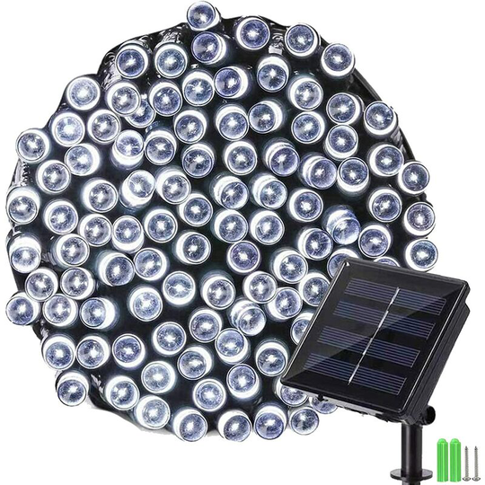 Aougo - Solar String Lights Outdoor - 22M 200 led Waterproof Solar Christmas String Lights, 8 Lighting Modes Decorative Lights for Garden, Patio,