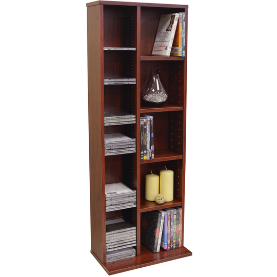 Claremont - 219 cd / 56 dvd Blu-ray Video Multimedia Storage Unit - Mahogany - Mahogany