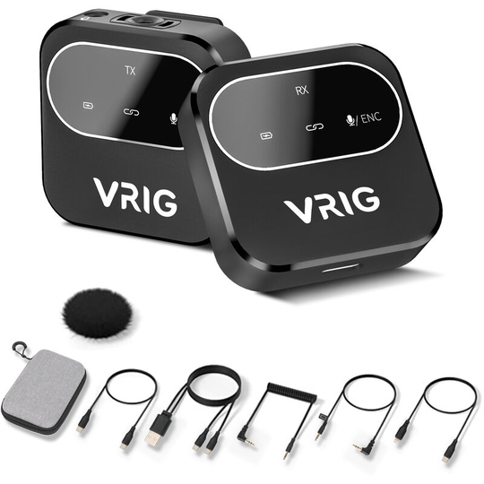 M2 2.4G Wireless Microphone System Clip-on Lapel Mic Max. 50M Transmission Auto Pairing Real-time Monitoring for Smartphone dslr Camera - Vrig