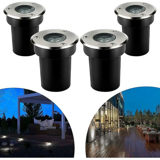 Aougo - 4pcs 1W led Recessed Spot Light Outdoor Round led Neutral White Path Lighting Garden Recessed Lighting for Pathway Deck Patio Yard Landscape