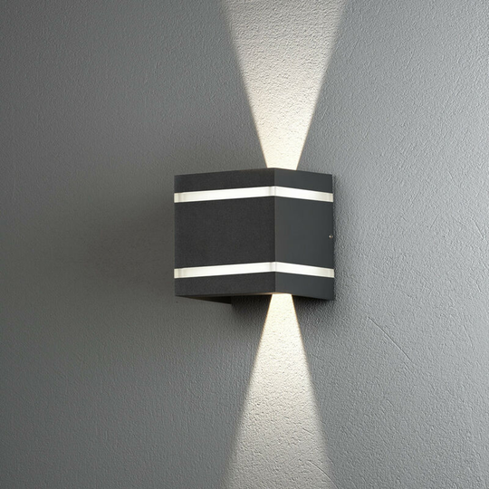 Konstsmide Cremona Outdoor Modern Up Down Adjustable Wall Light Dark Grey 2x 3W led, IP54