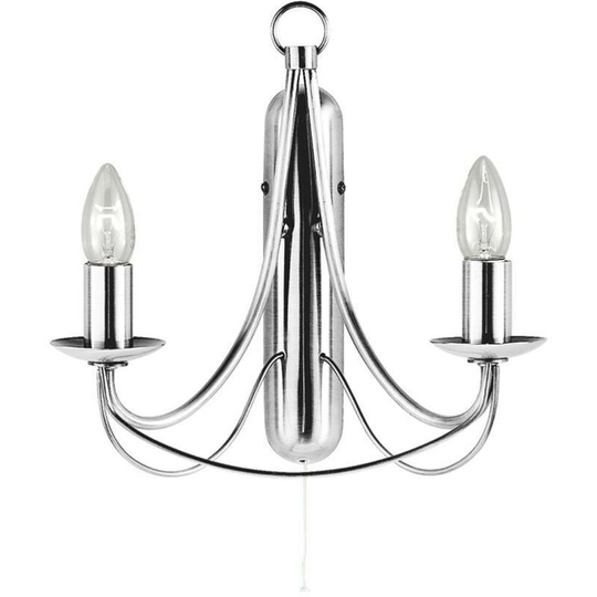 Searchlight Maypole - 2 Light Candle Wall Light Satin Silver, E14