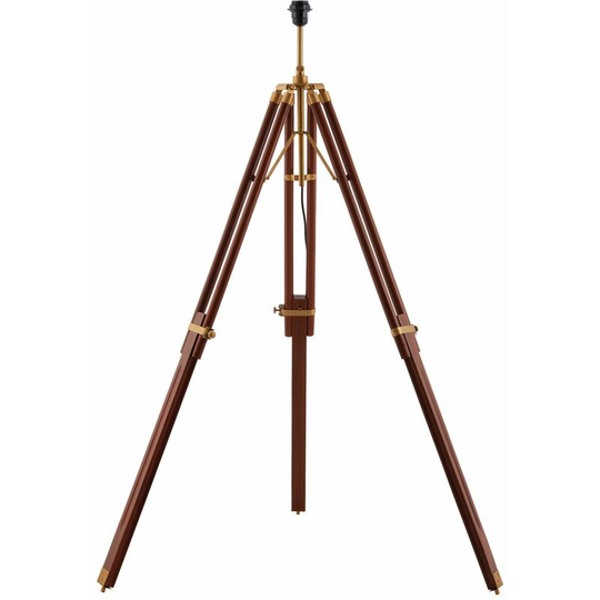 Adjustable Tripod Floor Lamp Mango Wood Standing Height Living Room Light Base