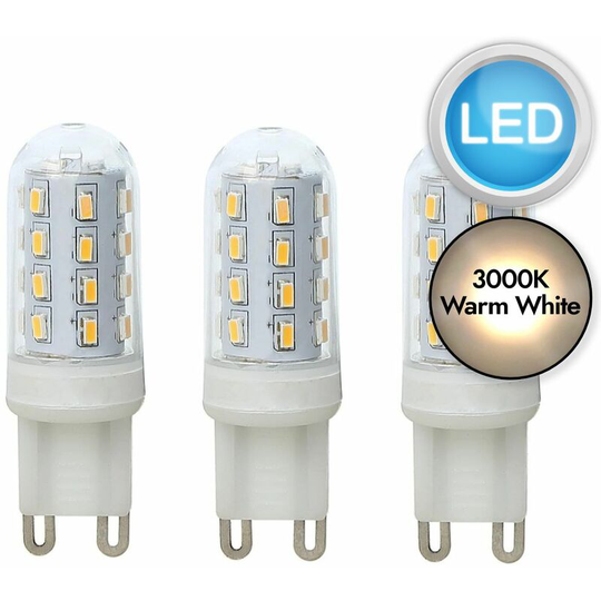 3 x 3W led G9 Capsule Light Bulbs - Warm White - Clear plastic