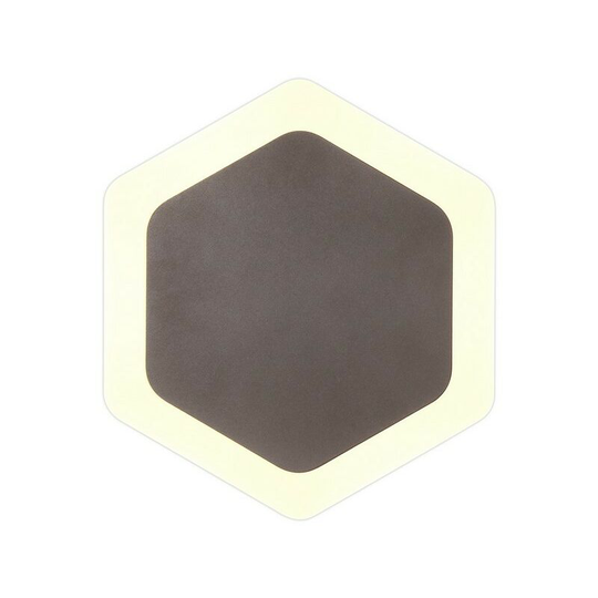 Luminosa Lighting - Magnetic Base Wall Lamp, 12W LED 3000K 498lm, 15, 19cm Vertical Hexagonal Centre, Coffee, Acrylic Frosted Diffuser