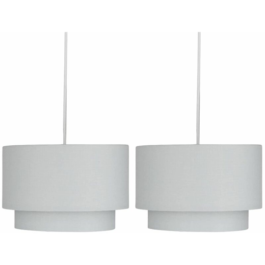 Pair of Light Grey 2 Tier Ceiling Light Shades - Light grey cotton