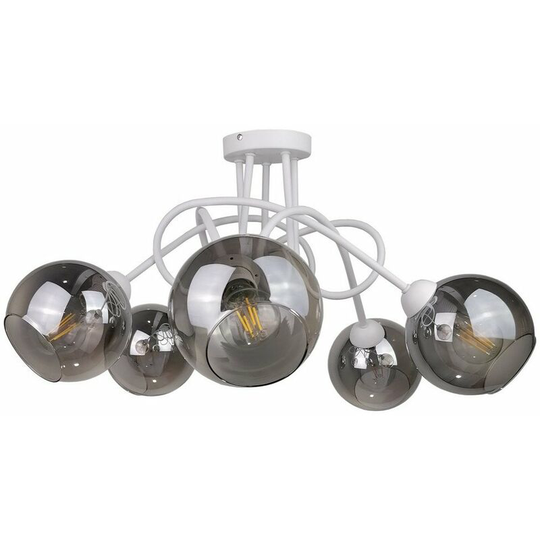 Keter Ring Multi Arm Semi Flush Ceiling Light White, 70cm, 5x E27
