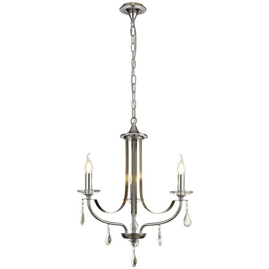 Luminosa Lighting - Ceiling Chandelier Pendant 3 Light E14 Polished Chrome, Satin Nickel, Clear Crystal