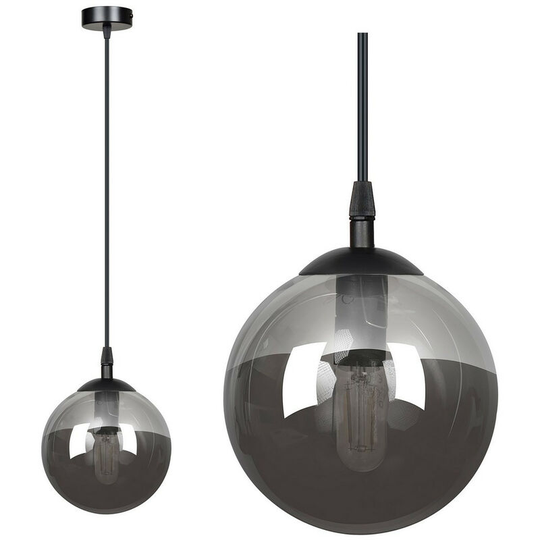 Emibig Cosmo Black Globe Pendant Ceiling Light with Graphite Glass Shades, 1x E14