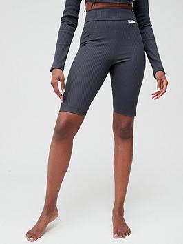 Adidas Studio Lounge Rib Shorts - Dark Grey