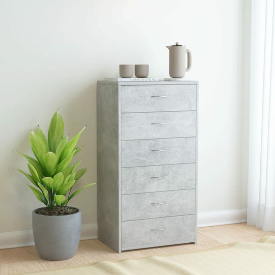Sideboard with 7 Drawers Concrete Grey 50x34x96 cm Chipboard VDTD31705 - Topdeal